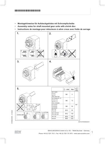 Cover of Shaft-mounted Gear Units · Assembly Notes