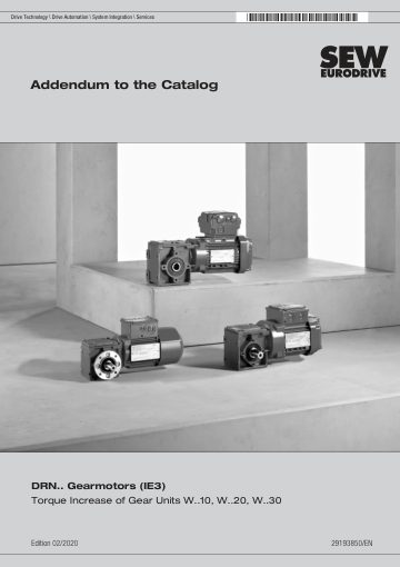 Cover of DRN Gearmotors IE3 · Torque Increase Addendum