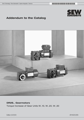 Cover of DR2S Gearmotors · Torque Increase Addendum