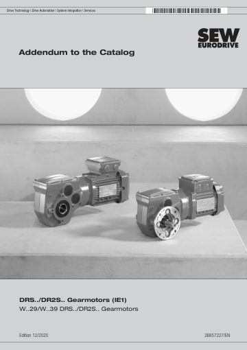 Cover of W..29 / W..39 DRS / DR2S Gearmotors · Addendum